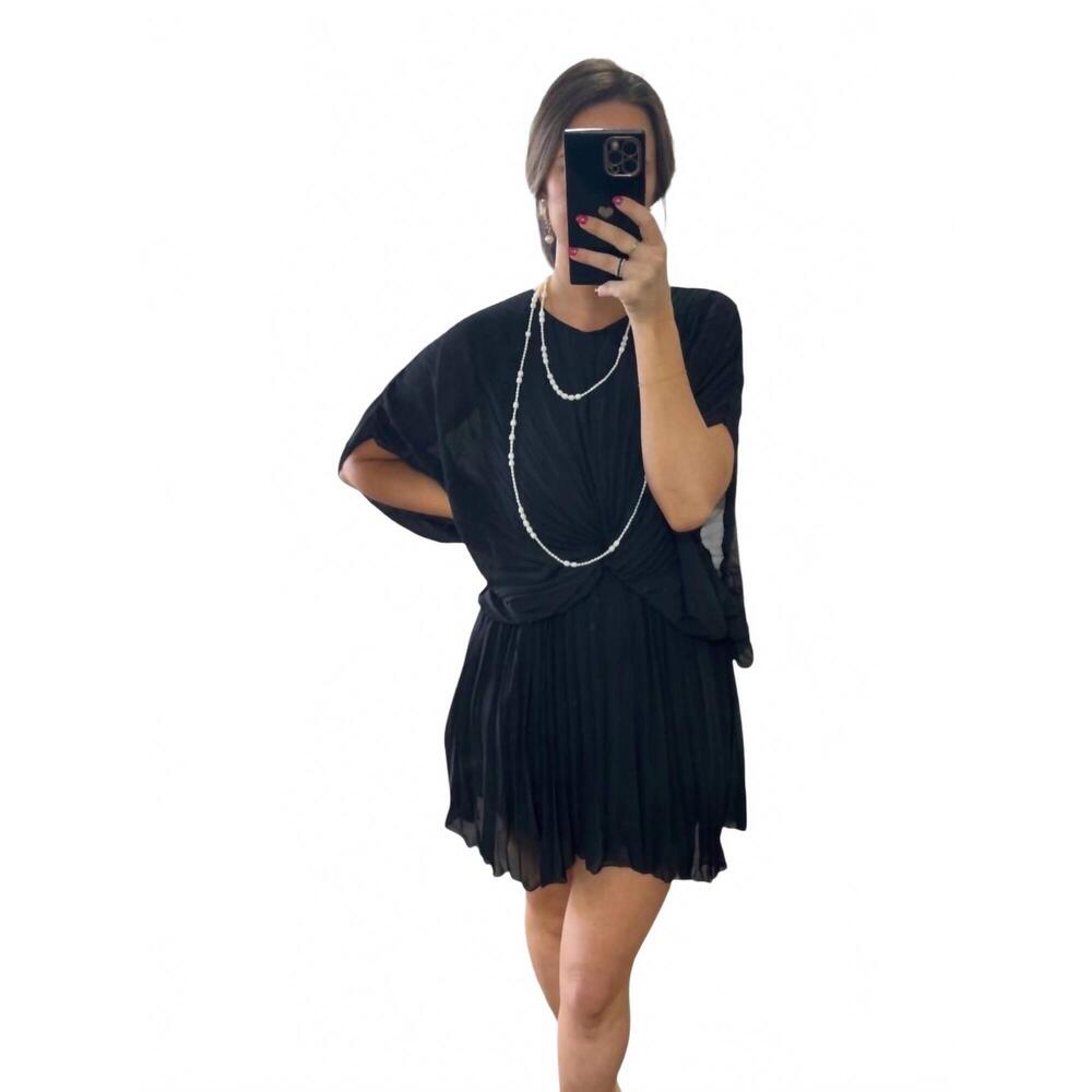NEW MILIO MILANO pleated mini dress in black